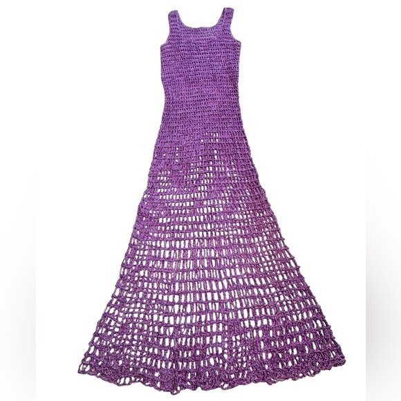 ALIX PINHO***Purple Crochet Maxi Dress***One Size $985 - Picture 1 of 5